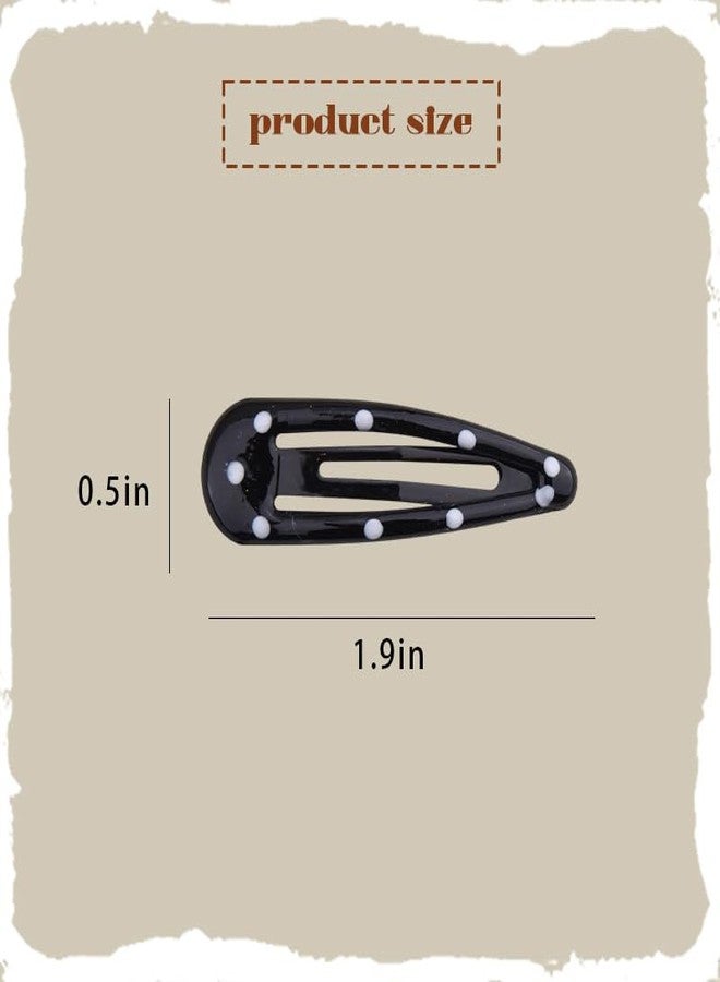 Kefley Polka Dot Snap Hair Clips Cute Black White Dotted French Hairpins Barrettes Snap Clips for Hair Clips Pins Non Slip Small Aesthetic Water-Drop Hairclips Barrettes Set of 10 - Image 2